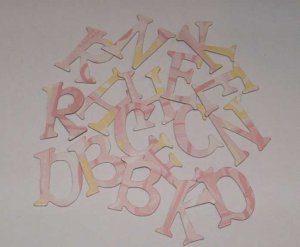 Scrapbooking Chipboard Fun Serif Alphabet - Pink/Yellow