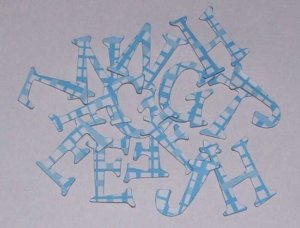 Scrapbooking Chipboard Fun Serif Alphabet - Blue Plaid