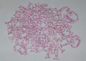 Scrapbooking Chipboard Fun Serif Alphabet - Pink/Green Plaid