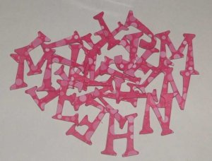 Scrapbooking Chipboard Fun Serif Alphabet - Hot Pink Polka Dots