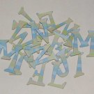 Scrapbooking Chipboard Fun Serif Alphabet - Blue/Green Stripes