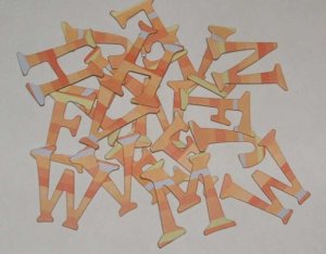 Scrapbooking Chipboard Fun Serif Alphabet - Peach Stripes