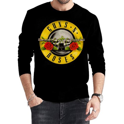 Guns N Roses Gnr Logo Black Rock Band Long Sleeve T-Shirt Tshirt Tee