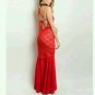NEW SZ MEDIUM SEXY FITTED RED MAXI LACE CRISS CROSS BACK DRESS