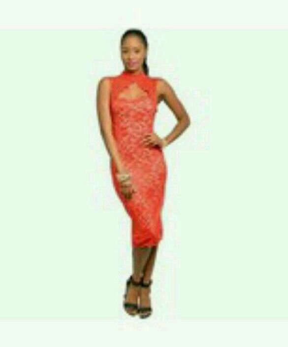 NEW SZ SMALL APPLE RED HALTER SCALLOPED LACE DRESS
