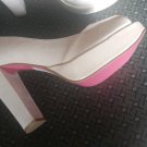 WOMEN NEW SZ 8 PINK NUDE PEEP TIE HEELS PAID$65