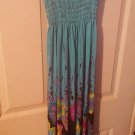 NEW SZ LARGE STRETCH BLUE FLORA SUN DRESS