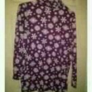 SZ MEDIUM 100% PURPLE & WHITE SNOW FLAKE TURTLE NECK SHIRT