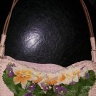 WOMEN PINK FLOWER STRAW PURSE