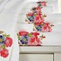6Pc. white flower design soft bath towel set 100% cotton