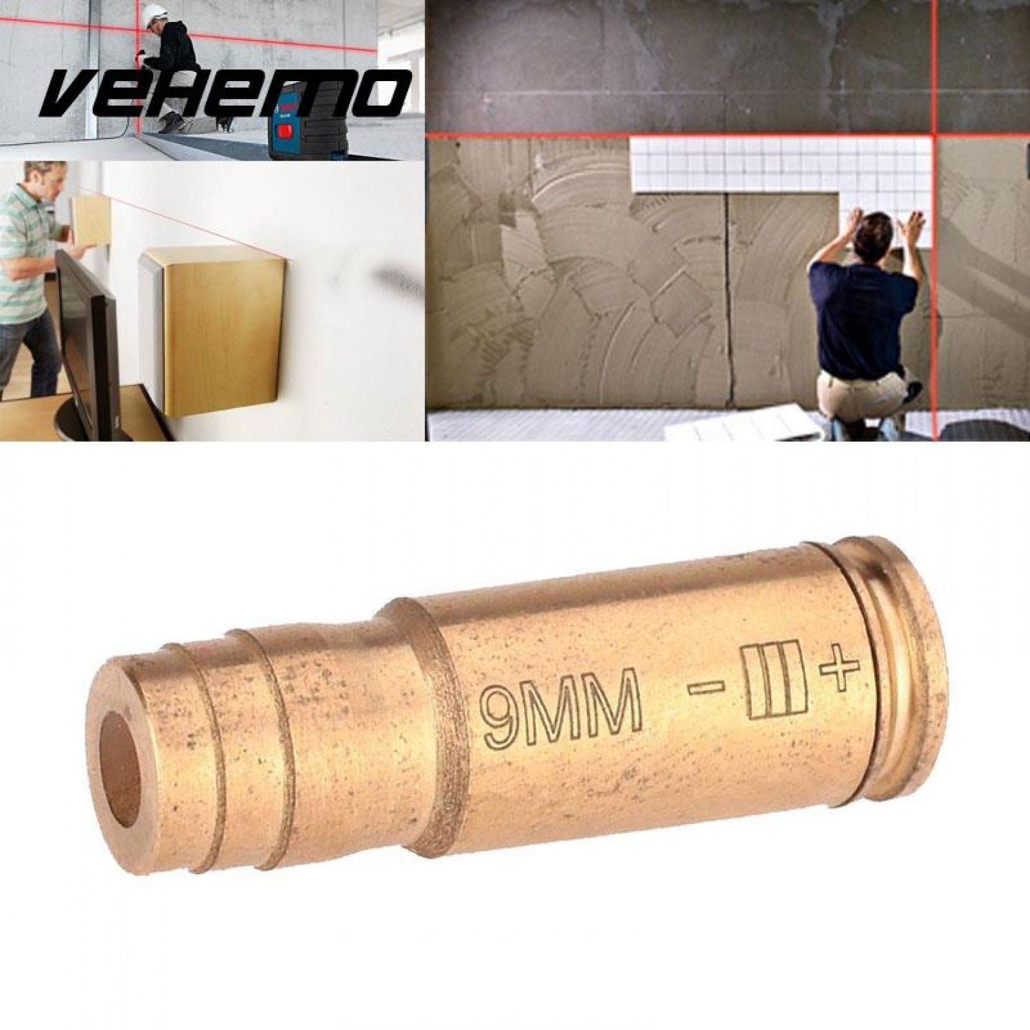 9mm Red Copper Bullet Laser Bore Sighter Sight Caliber Cartridge