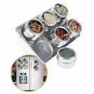 6 Pcs Magnetic Stainless Steel Cruet Condiment Spice Jars Set Salt and Pepper