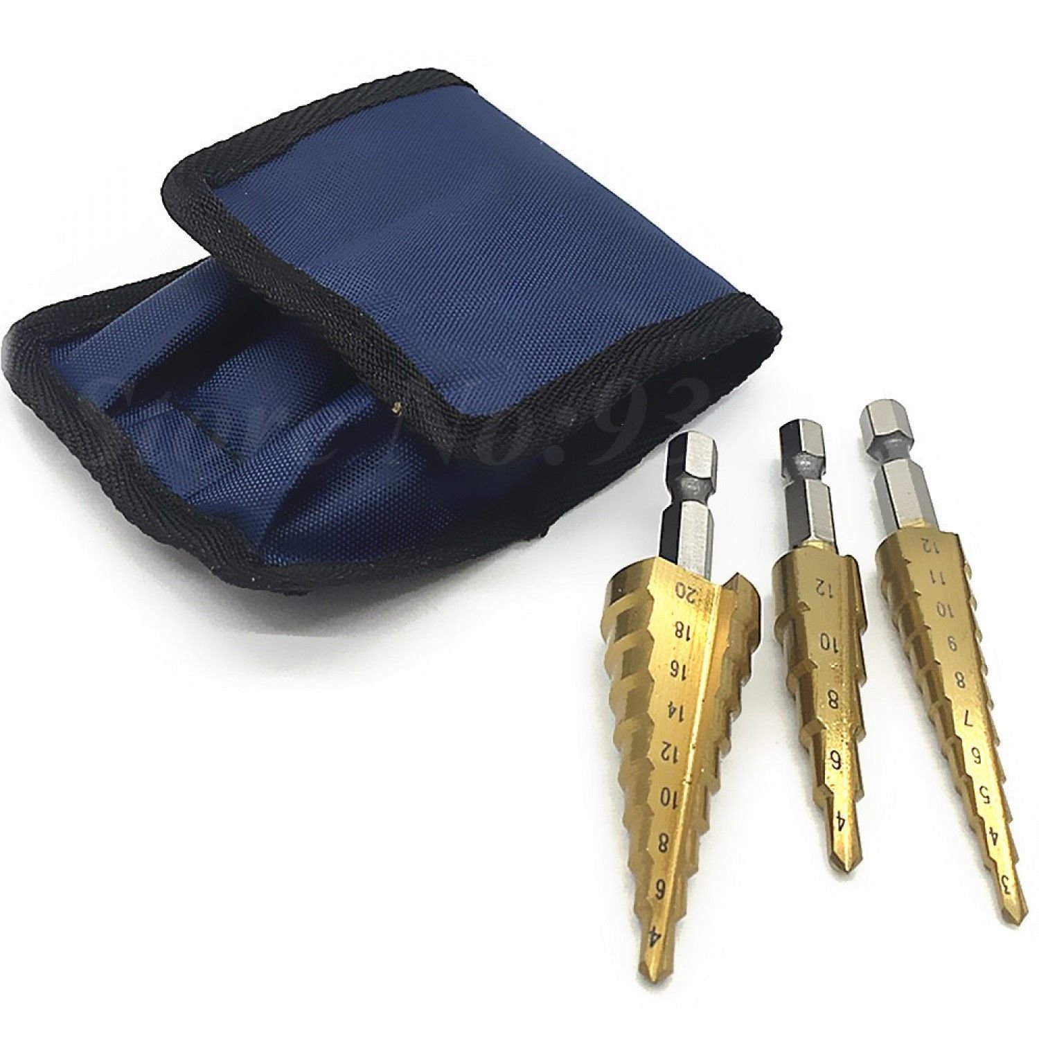 3pcs Hss Steel Titanium Step Drill Bits 3-12mm 4-12mm 4-20mm Step Cone Cutting