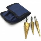 3pcs Hss Steel Titanium Step Drill Bits 3-12mm 4-12mm 4-20mm Step Cone Cutting