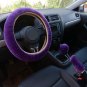 3Pcs Winter Plush Fur Car Steering Wheel Cover Hand Brake Cover Gear Knob Soft