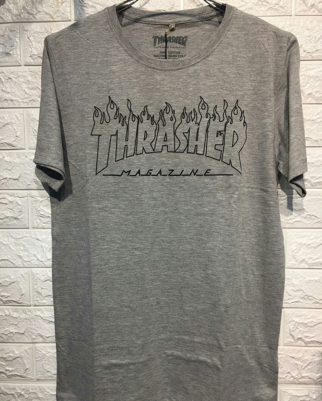 Thrasher magazine fire, grey premium shirts