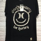 Hurley smile emoticon dont worry be hurley, black premium shirts