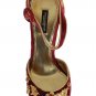 DOLCE & GABBANA RED VELVET MARY JANES GOLD BAROQUE PUMPS