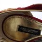 DOLCE & GABBANA RED VELVET MARY JANES GOLD BAROQUE PUMPS