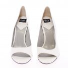Dolce & Gabbana D&G WHITE OPEN TOE LEATHER PUMPS SHOES