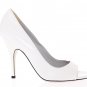 Dolce & Gabbana D&G WHITE OPEN TOE LEATHER PUMPS SHOES