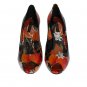 DOLCE & GABBANA BLACK ORANGE LEATHER STILETTO PUMPS
