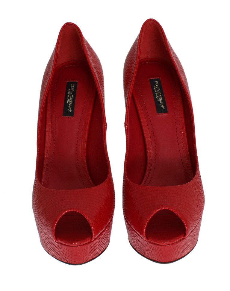 DOLCE & GABBANA RED LEATHER PLATFORM PUMPS