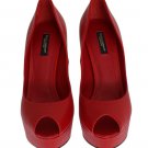 DOLCE & GABBANA RED LEATHER PLATFORM PUMPS