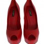 DOLCE & GABBANA RED LEATHER PLATFORM PUMPS