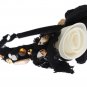 DIADEM HEADBAND TIARA WHITE ROSE CRYSTAL HAIR GOLD