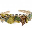 MULTICOLOR SILK FLORAL CRYSTAL RUNWAY HEADBAND HAIR DIADEM