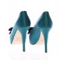 BLUE SILK PLATFORM OPEN TOE PUMPS SHOES
