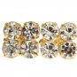 GOLD BRASS CLEAR CRYSTAL CUFFLINS