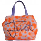 ORANGE PURPLE STRASS HAND SHOPPING TOTE BAG ORANGE PURPLE STRASS HAND SHOPPING TOTE BAG