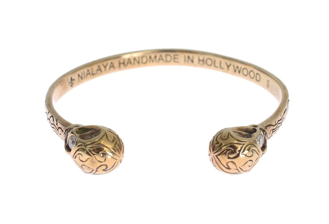 GOLD PLATED SKULL 925 SILVER BANGLE BRACELET