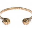 GOLD PLATED SKULL 925 SILVER BANGLE BRACELET