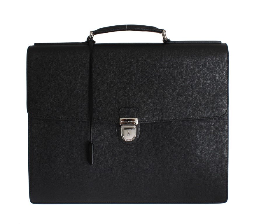 BLACK SAFFIANO LEATHER BRIEFCASE BAG
