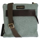GREEN CANVAS LEATHER CROSSBODY MESSENGER SHOULDER BAG