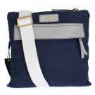 BLUE CANVAS LEATHER CROSSBODY MESSENGER SHOULDER BAG