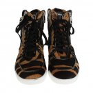 BROWN BLACK PONY HAIR HIGH SNEAKERS