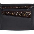 GRAY BROWN LEATHER STUDDED WRISTLET BAG ORGANIZER GRAY BROWN LEATHER STUDDED WRISTLET BAG ORGANIZER
