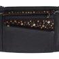 GRAY BROWN LEATHER STUDDED WRISTLET BAG ORGANIZER