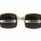 BLACK SILVER BRASS CUFFLINKS