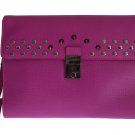 PINK LEATHER STUDDED DOCUMENT PORTFOLIO BRIEFCASE BAG