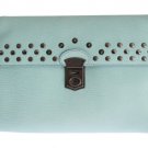 BLUE LEATHER STUDDED DOCUMENT PORTFOLIO BRIEFCASE BAG