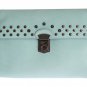 BLUE LEATHER STUDDED DOCUMENT PORTFOLIO BRIEFCASE BAG
