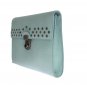 BLUE LEATHER STUDDED DOCUMENT PORTFOLIO BRIEFCASE BAG
