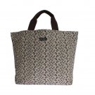 BEIGE CAR PRINT COTTON DENIM HAND SHOPPING BAG