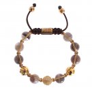 CZ BOTSWANA AGATE 18K GOLD 925 SILVER BRACELET