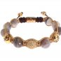CZ BOTSWANA AGATE 18K GOLD 925 SILVER BRACELET